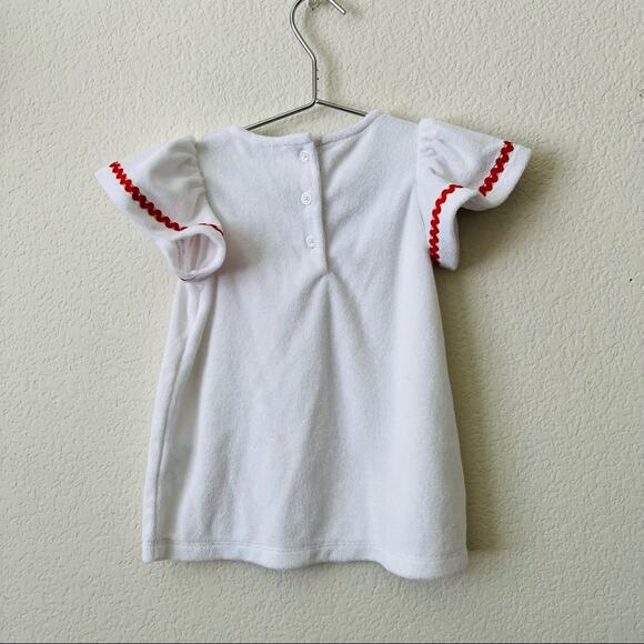 Janie and Jack Ric Rac Terry Swim Cover-Up dress white terry ruffle sleeve red - Picture 5 of 6